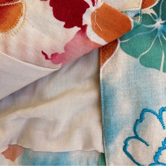 Coldwater Creek Colorful Floral Embroidered Linen Blend Boho Blazer Jacket Sz 8P - Picture 12 of 16